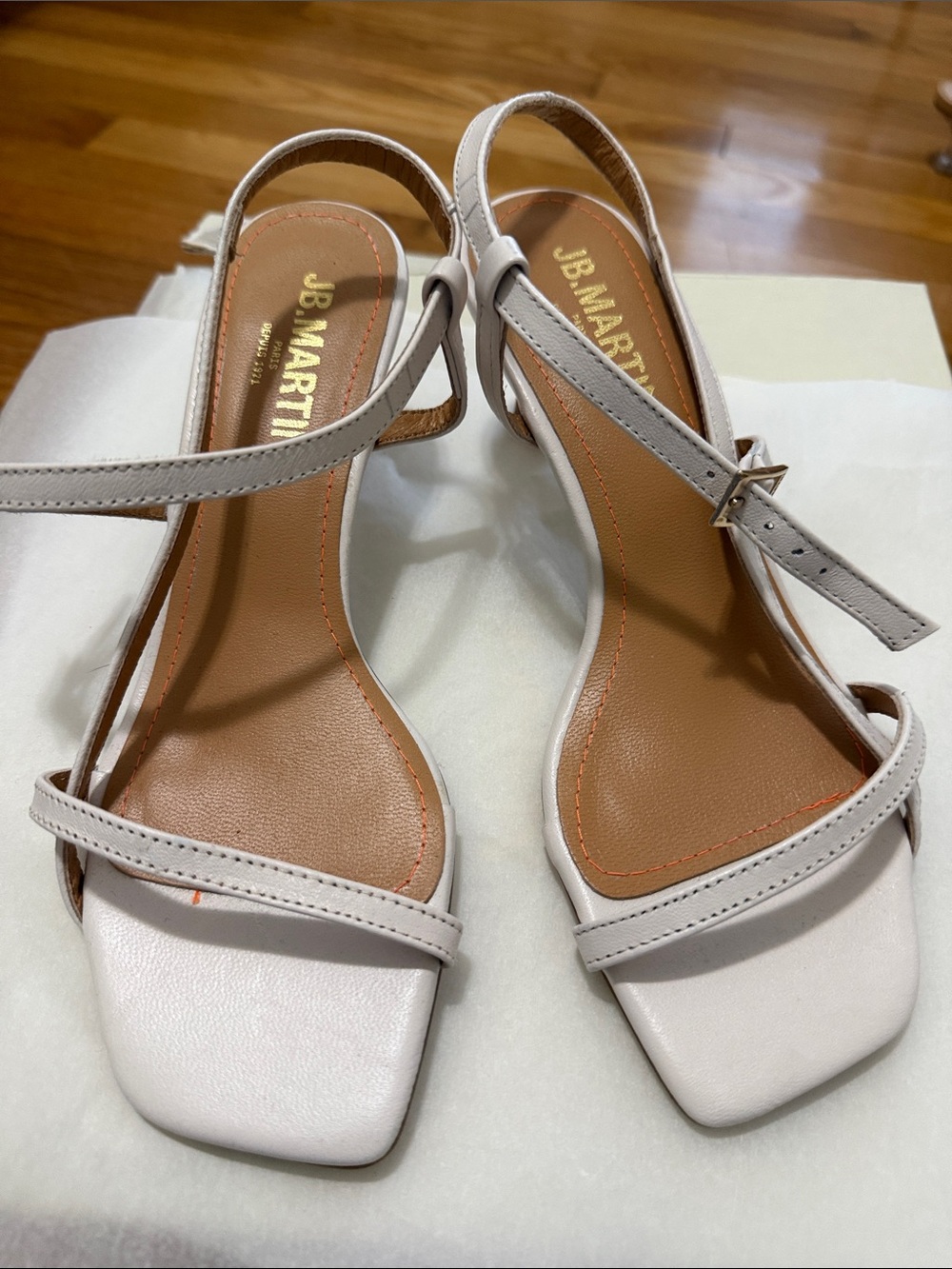 JB Martin White Strappy Slingback Heels- made in Spain